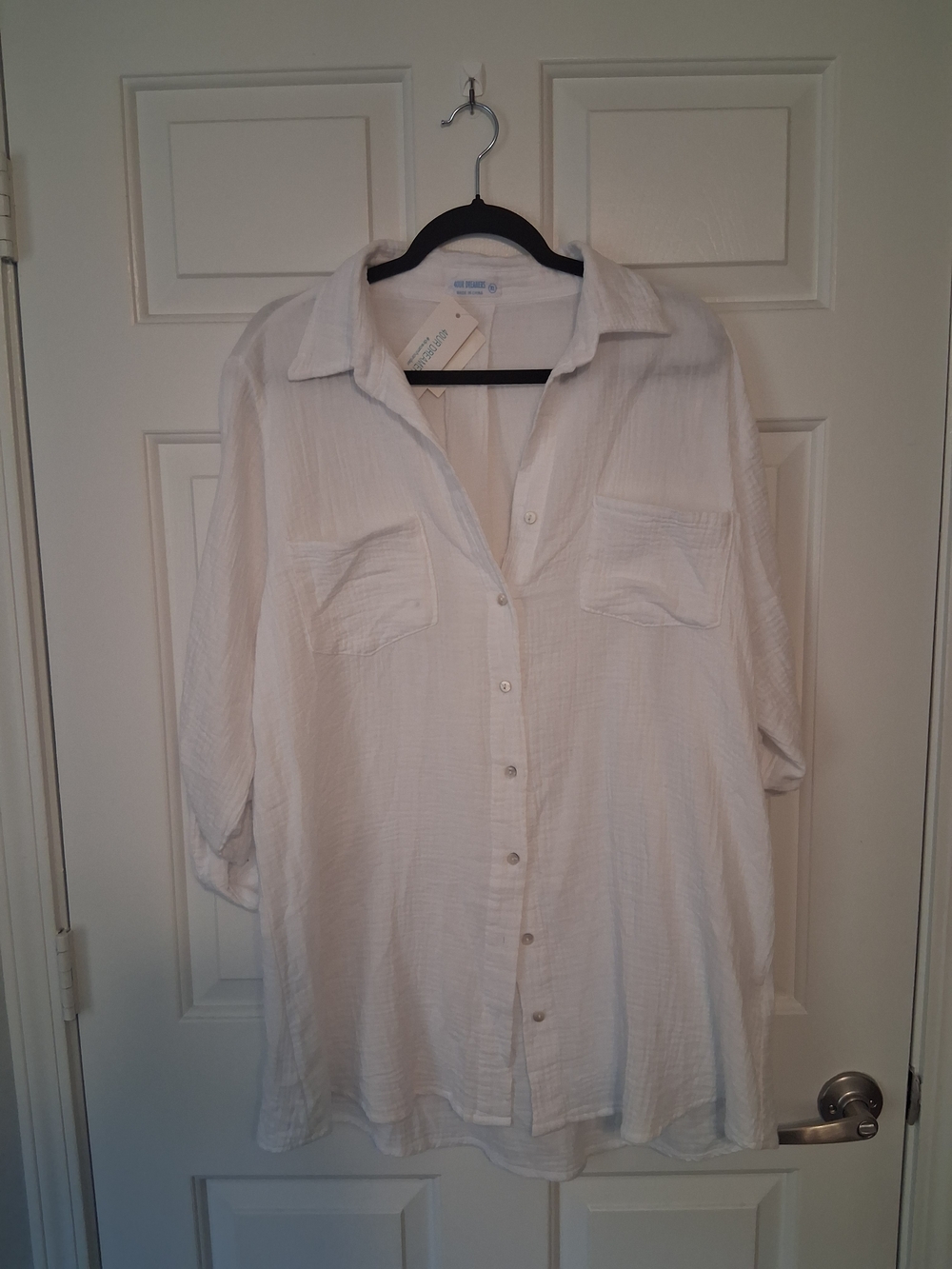 Lightweight White Button-Up Shirt - Women's Relaxed Shirt